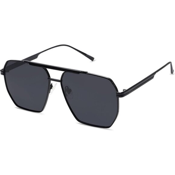 ?Sojos Retro Square Polarized Women Black Vintage Shade Metal Sunglasses main image 4